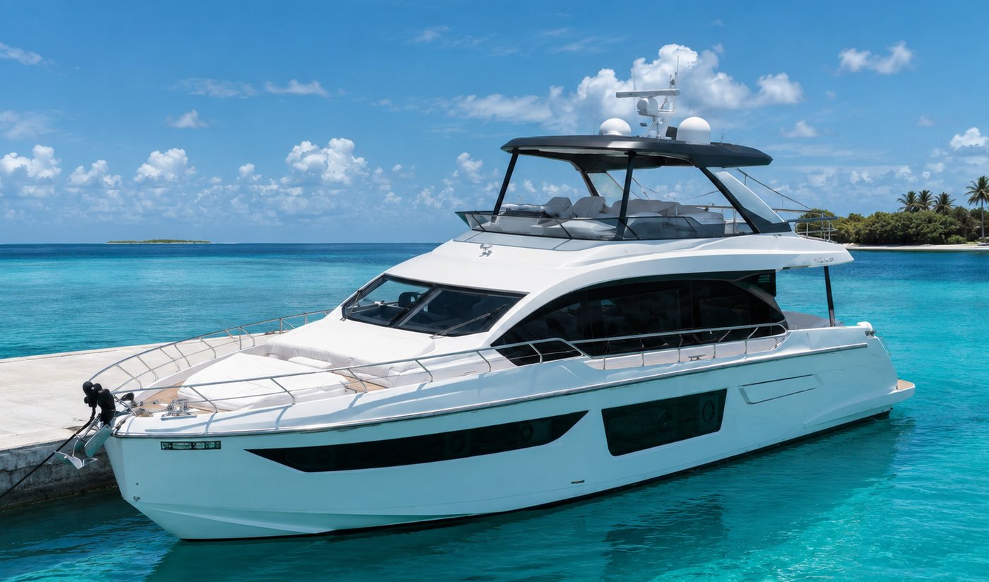 Speedboat moored in turquoise water